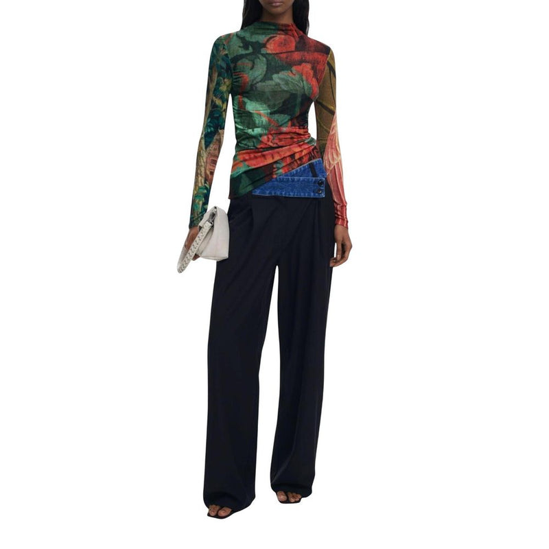 Desigual Bicolor Viscose Long Sleeve T-Shirt - Model 25WWJF48