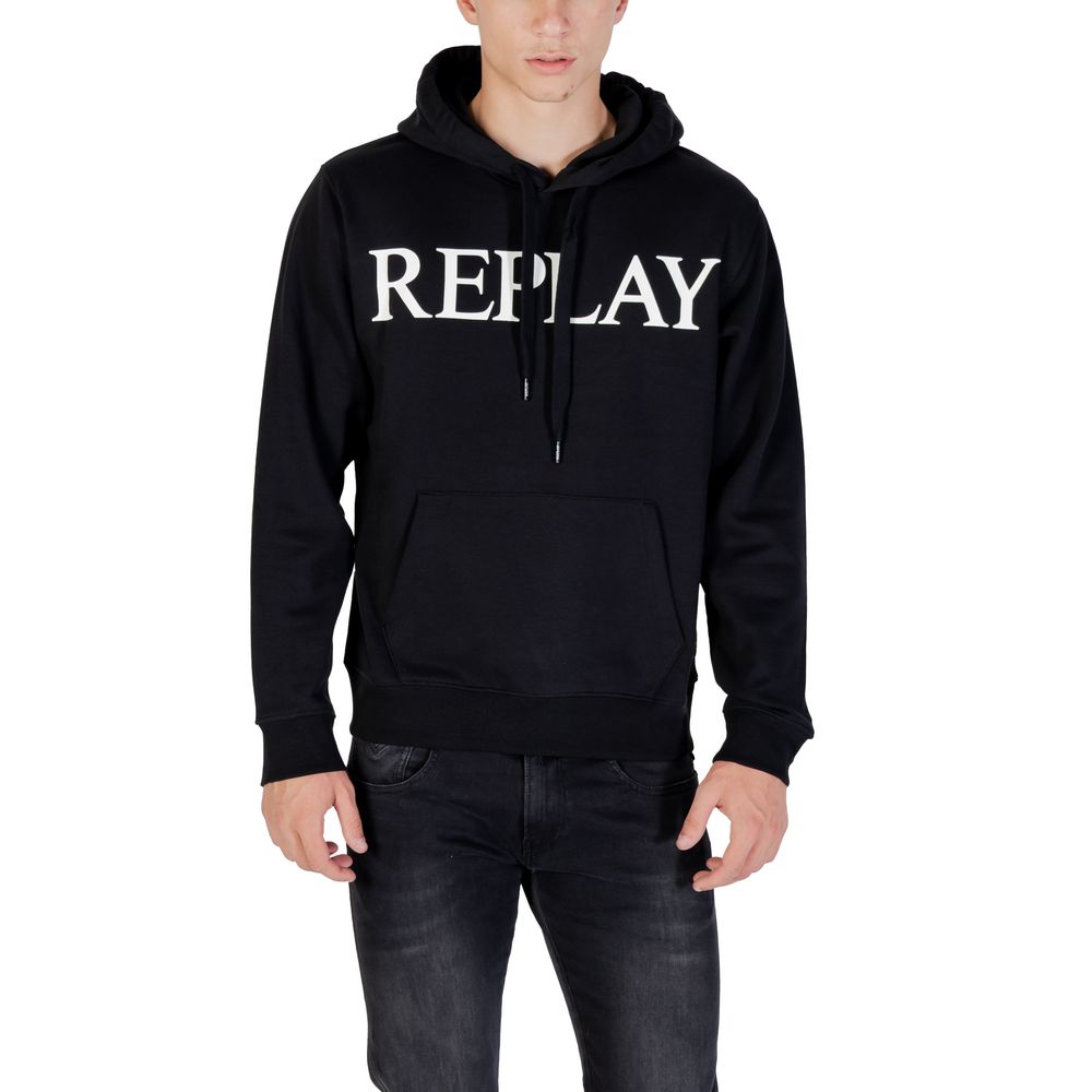 Replay M3104.000.23832 Black Cotton Hoodie for Men