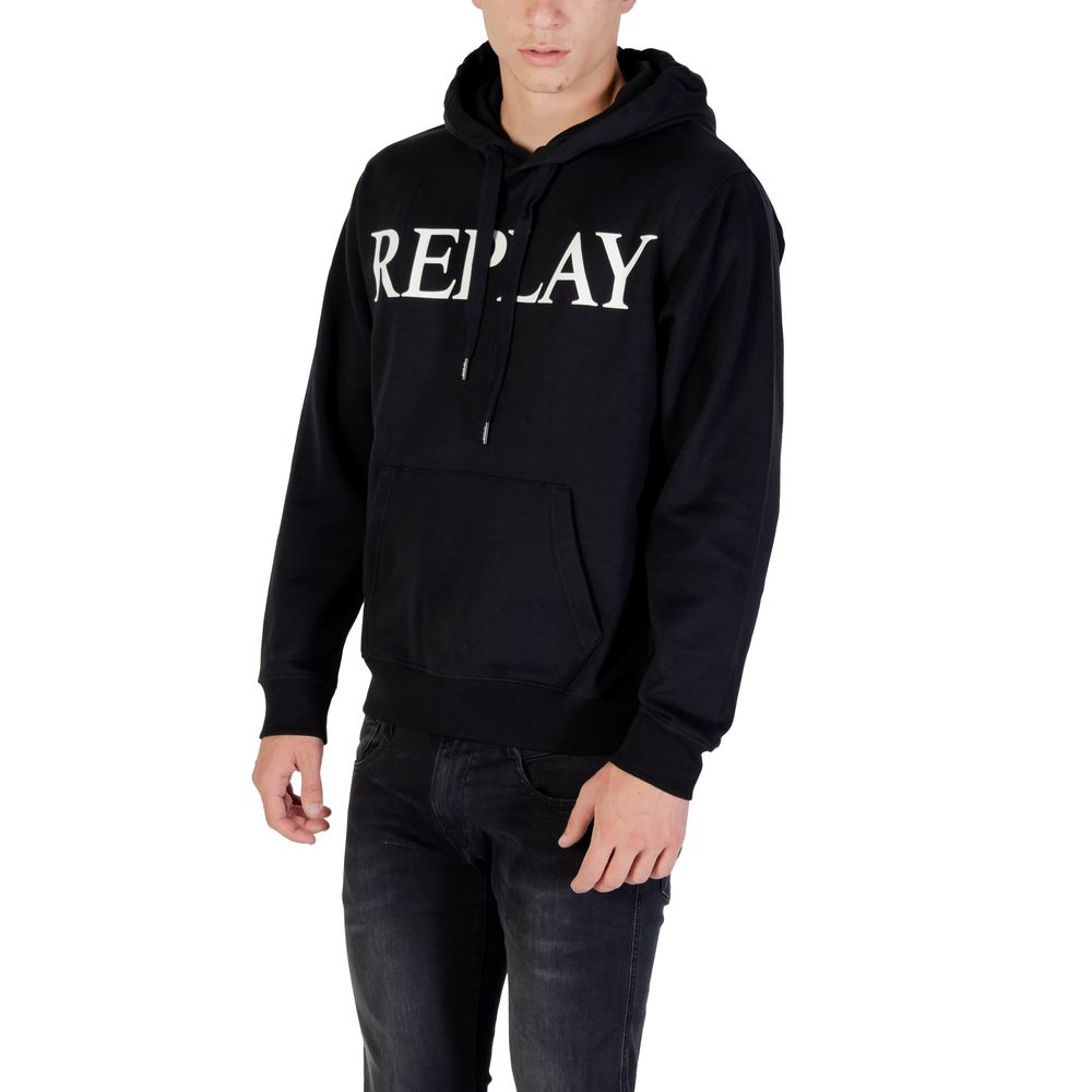 Replay M3104.000.23832 Black Cotton Hoodie for Men