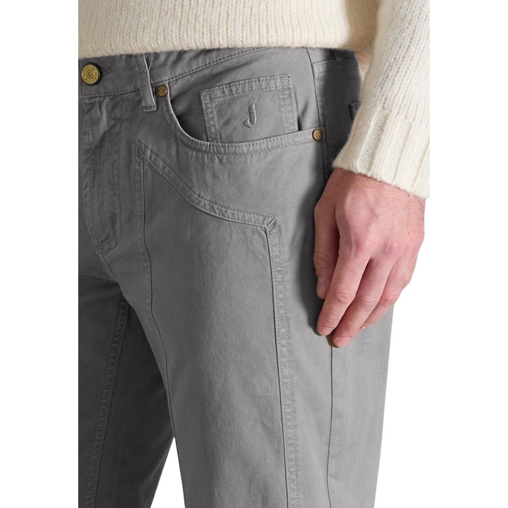 Jeckerson JOHN Gray Cotton Skinny Pants for Men