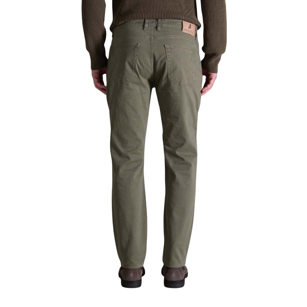 Jeckerson JOHN Green Cotton Skinny Pants for Men