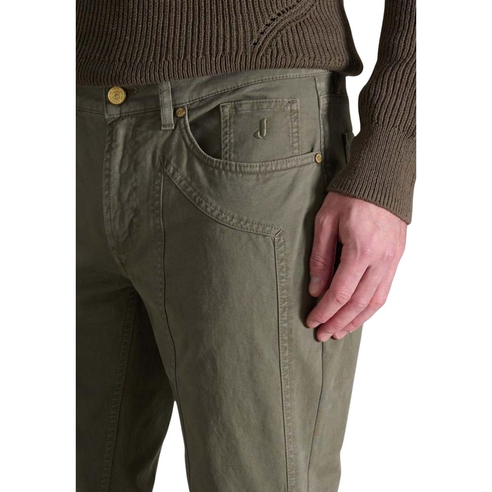 Jeckerson JOHN Green Cotton Skinny Pants for Men