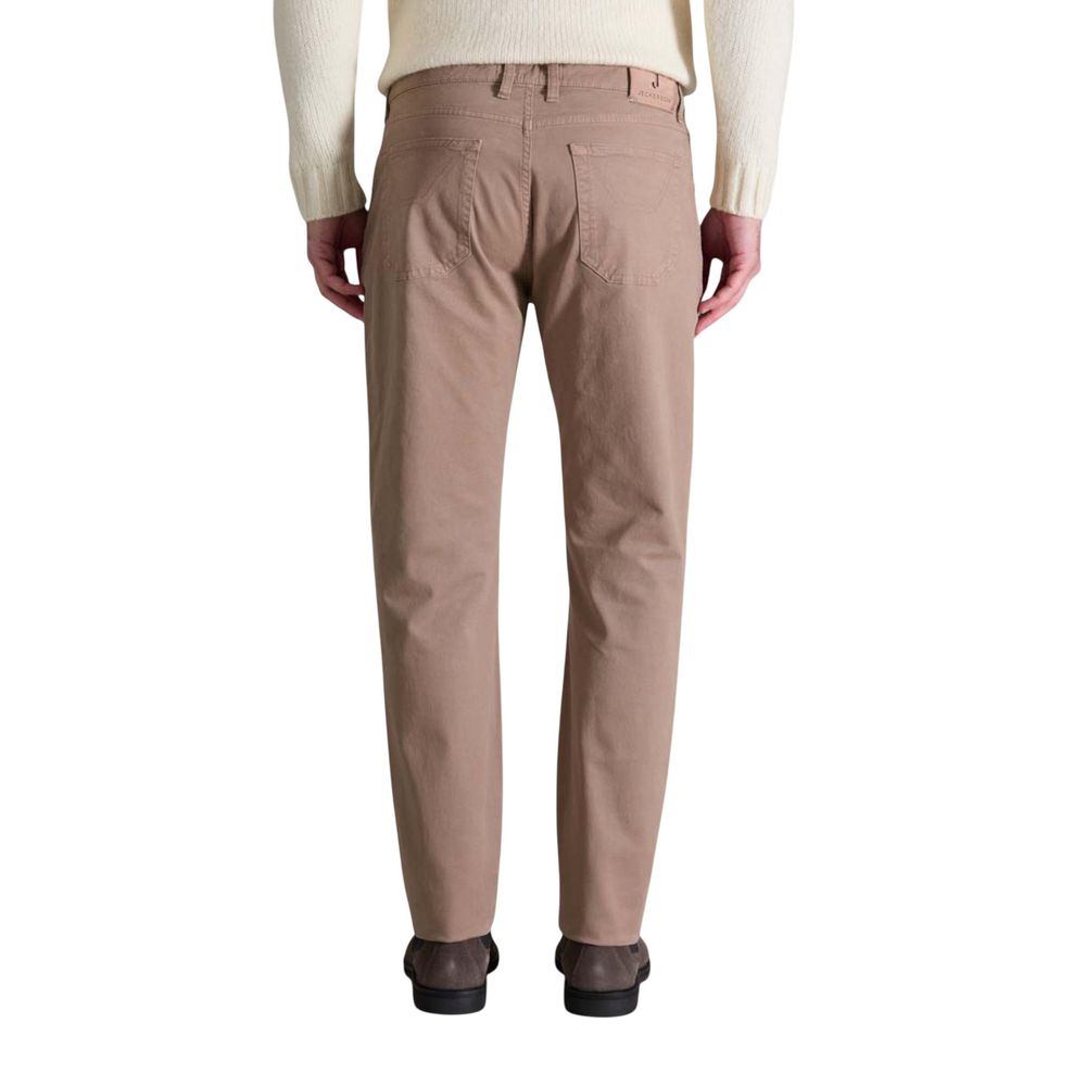 Jeckerson JOHN Beige Cotton Skinny Pants for Men