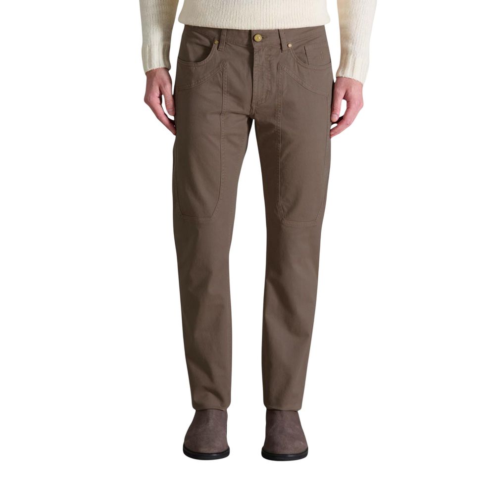 Jeckerson JOHN Brown Cotton Skinny Pants for Men