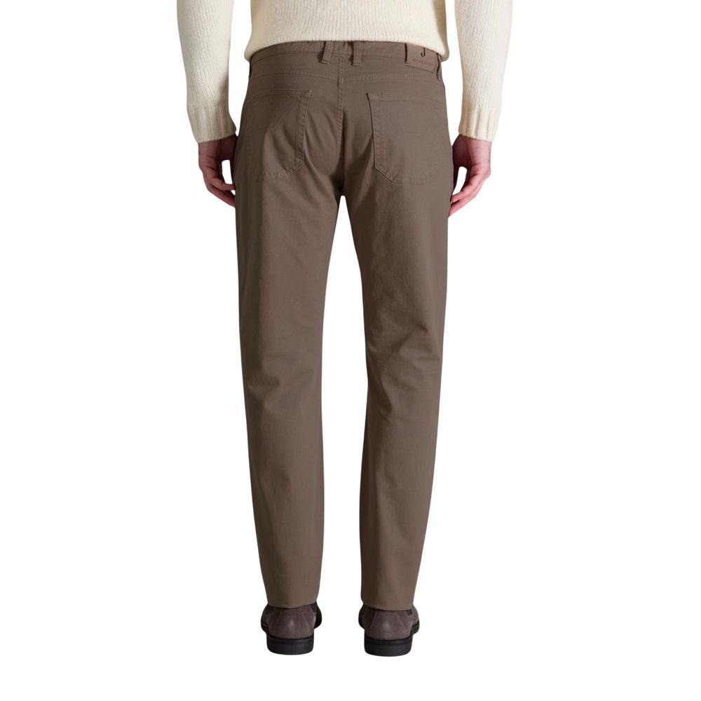Jeckerson JOHN Brown Cotton Skinny Pants for Men