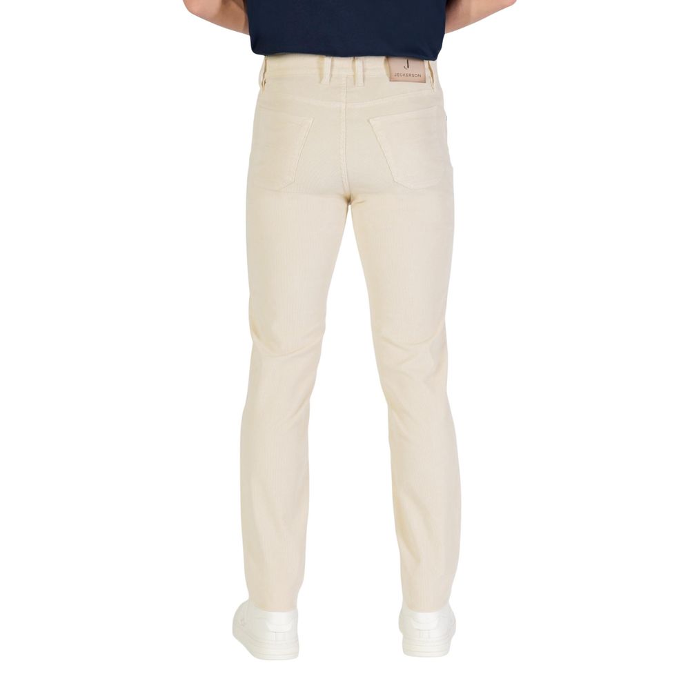 Jeckerson JOHN Cream Cotton Skinny Jeans for Men