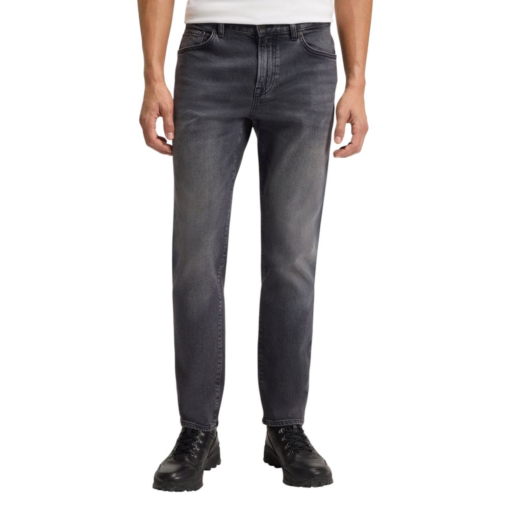 Hugo Boss Jeans gris en coton à coupe décontractée