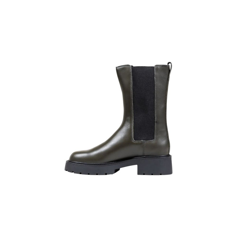 Calvin Klein Jeans Gray Leather Chunky High Chelsea Ankle Boots