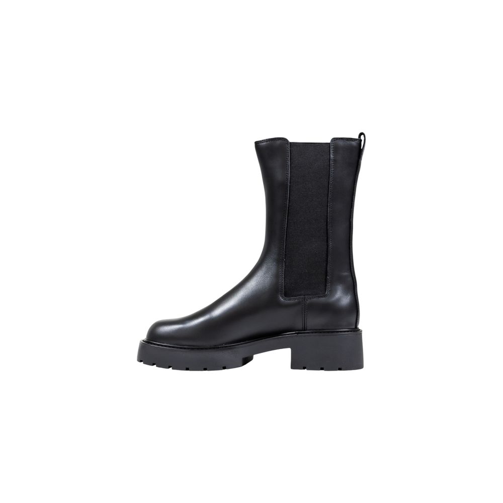 Calvin Klein Jeans Black Leather Chunky High Chelsea Ankle Boots