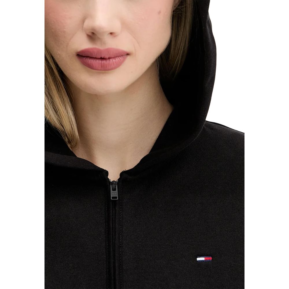 Tommy Hilfiger Jeans Black Recycled Cotton Cropped Hoodie