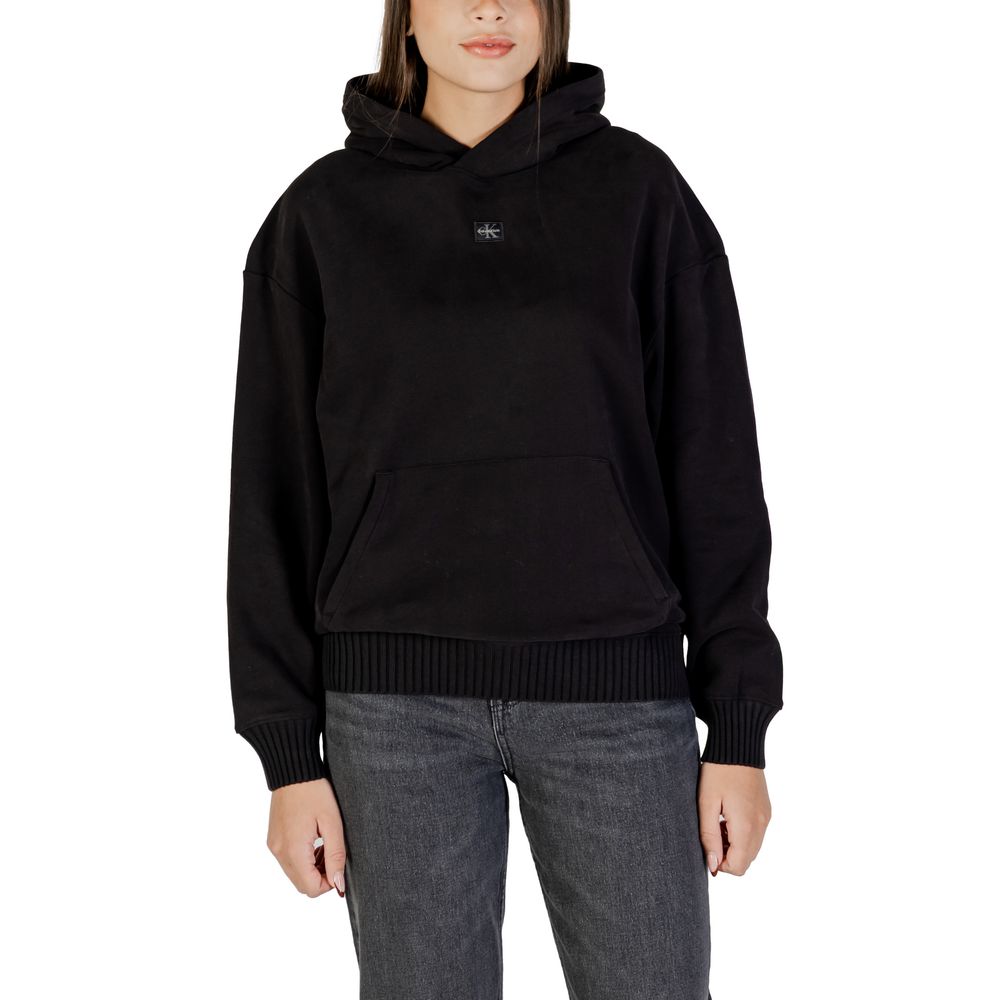 Calvin Klein Jeans Women's Black Cotton Hoodie - Stylish & Comfortable