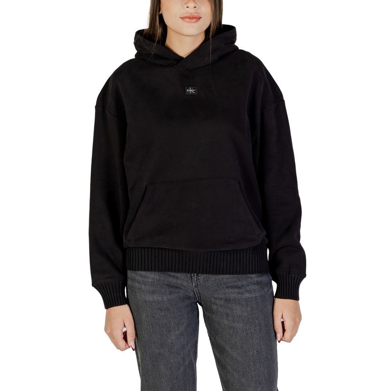 Calvin Klein Jeans Women's Black Cotton Hoodie - Stylish & Comfortable