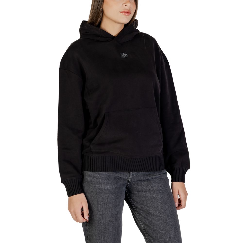Calvin Klein Jeans Women's Black Cotton Hoodie - Stylish & Comfortable