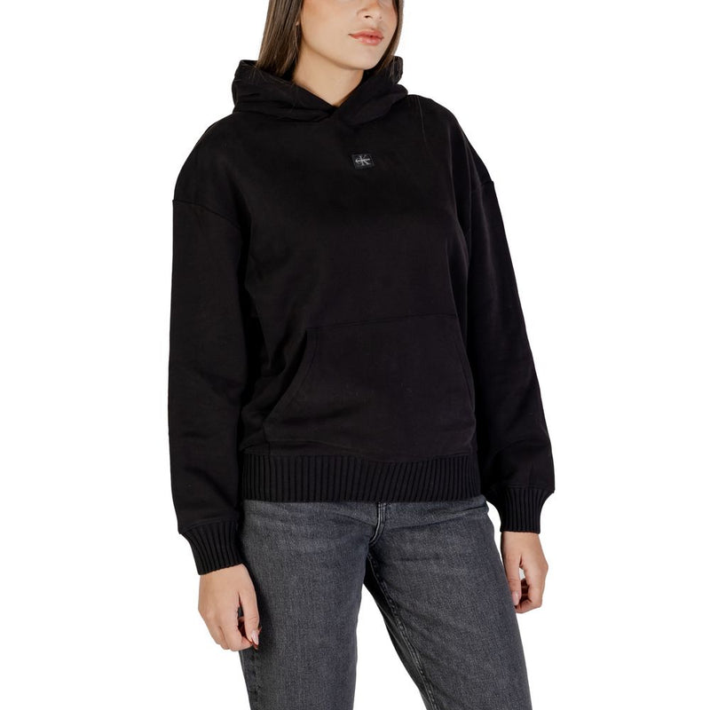 Calvin Klein Jeans Women's Black Cotton Hoodie - Stylish & Comfortable