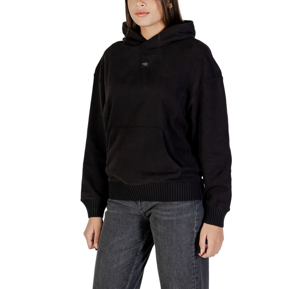 Calvin Klein Jeans Women's Black Cotton Hoodie - Stylish & Comfortable