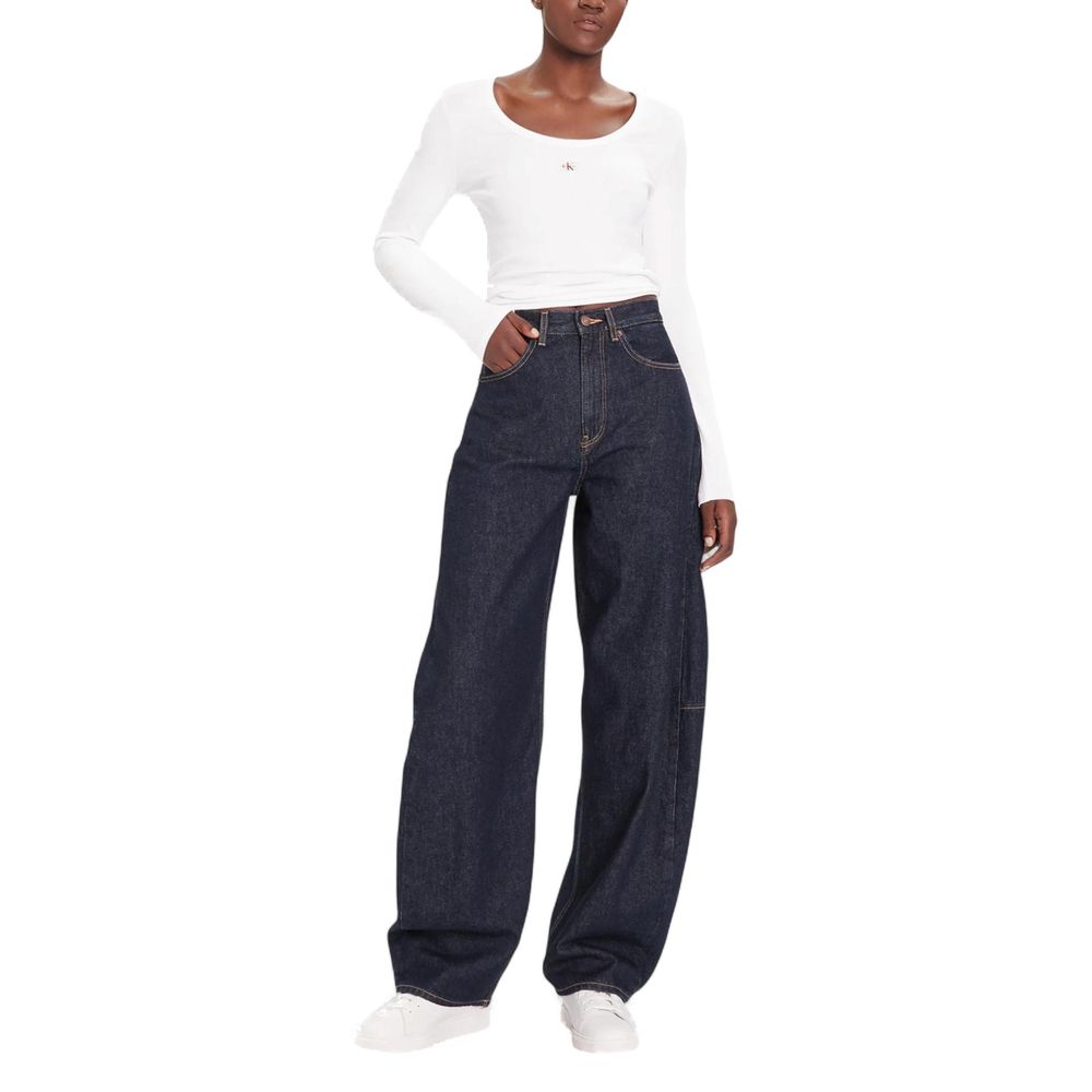 Calvin Klein Jeans Blue Cotton Mom Jeans - Chic & Eco-Friendly