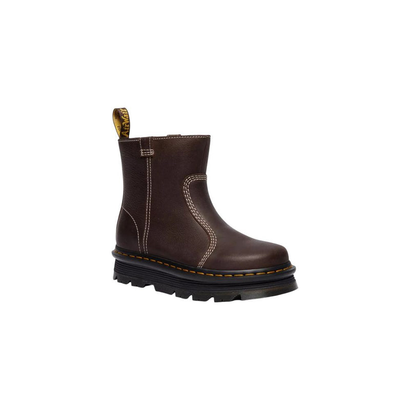 Dr. Martens Zebzag Rigger Brown Leather Ankle Boots for Women