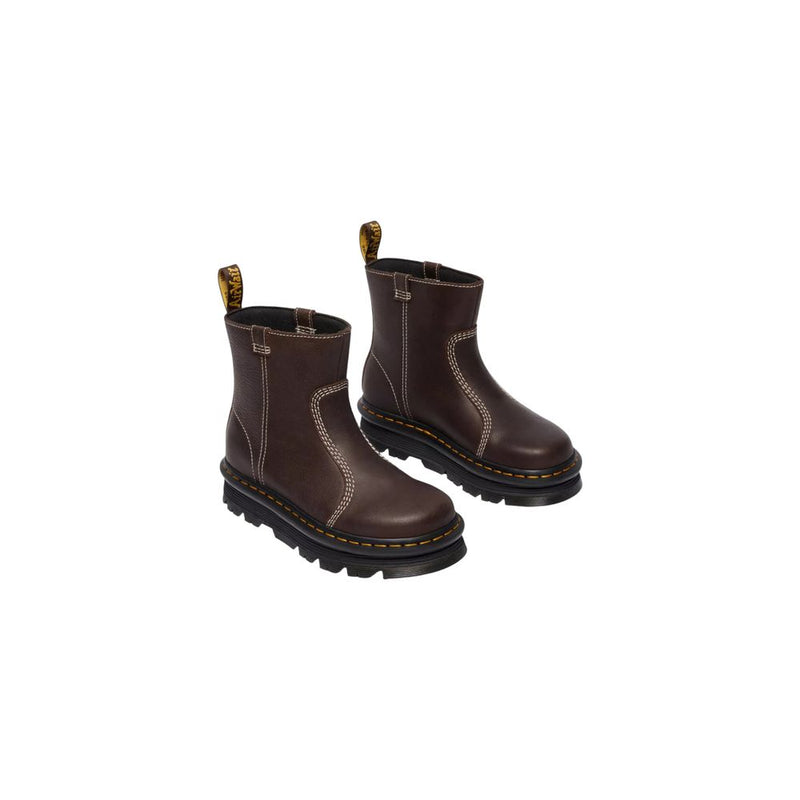 Dr. Martens Zebzag Rigger Brown Leather Ankle Boots for Women
