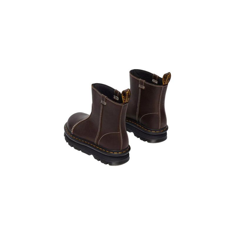 Dr. Martens Zebzag Rigger Brown Leather Ankle Boots for Women