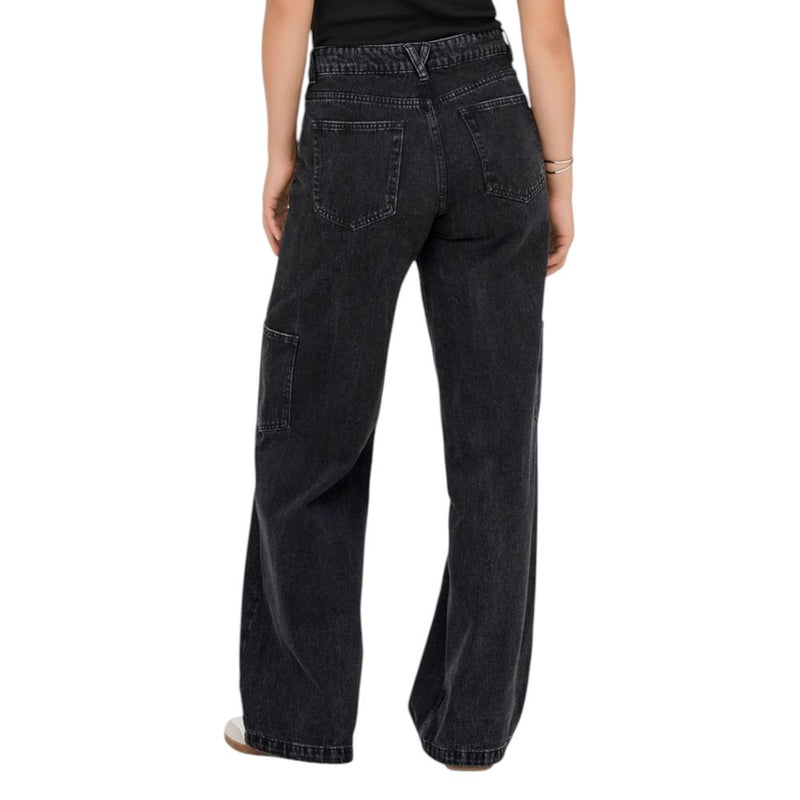 Only Black Cotton Onlkira Reg Wide Cargo Dnm Mae Jeans