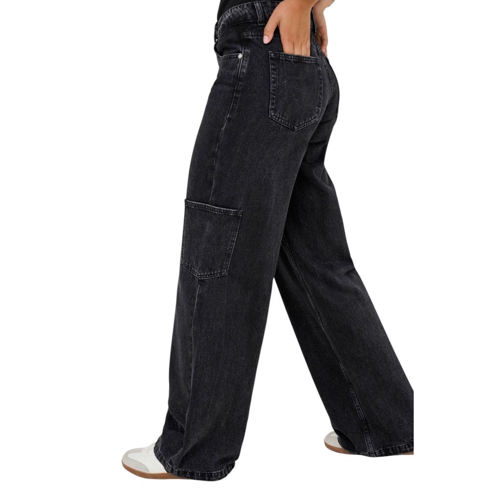 Only Onlkira Reg Wide Cargo Dnm Mae Jeans - Black