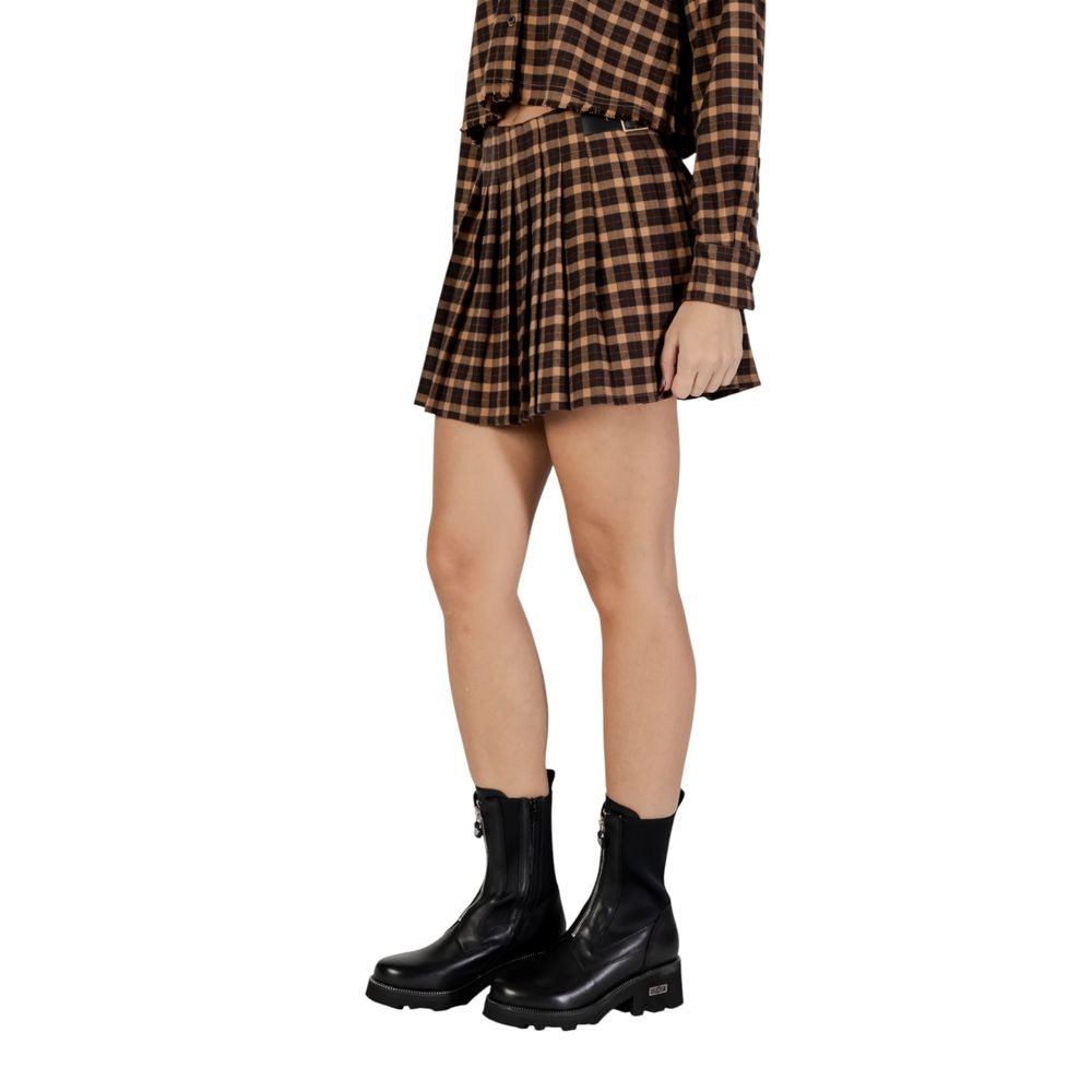 Only Brown Recycled Polyester Mini Skirt - Onlcat Life Hw Plisse
