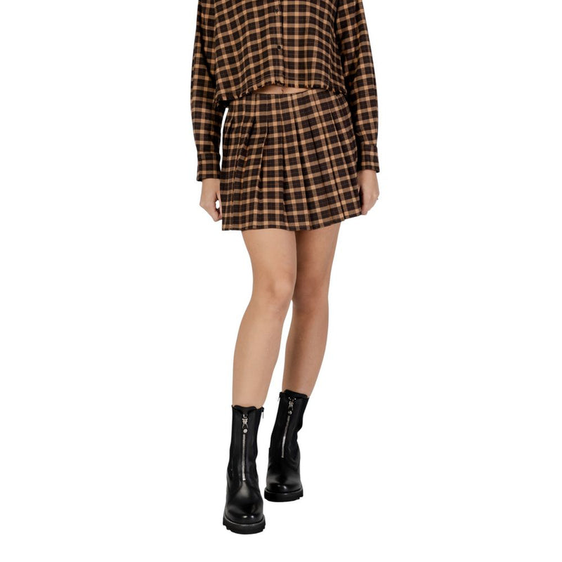 Only Brown Recycled Polyester Mini Skirt - Onlcat Life Hw Plisse