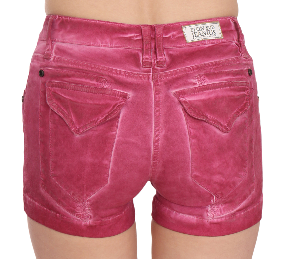 Shorts en jean mini taille mi-hauteur en coton rose PLEIN SUD