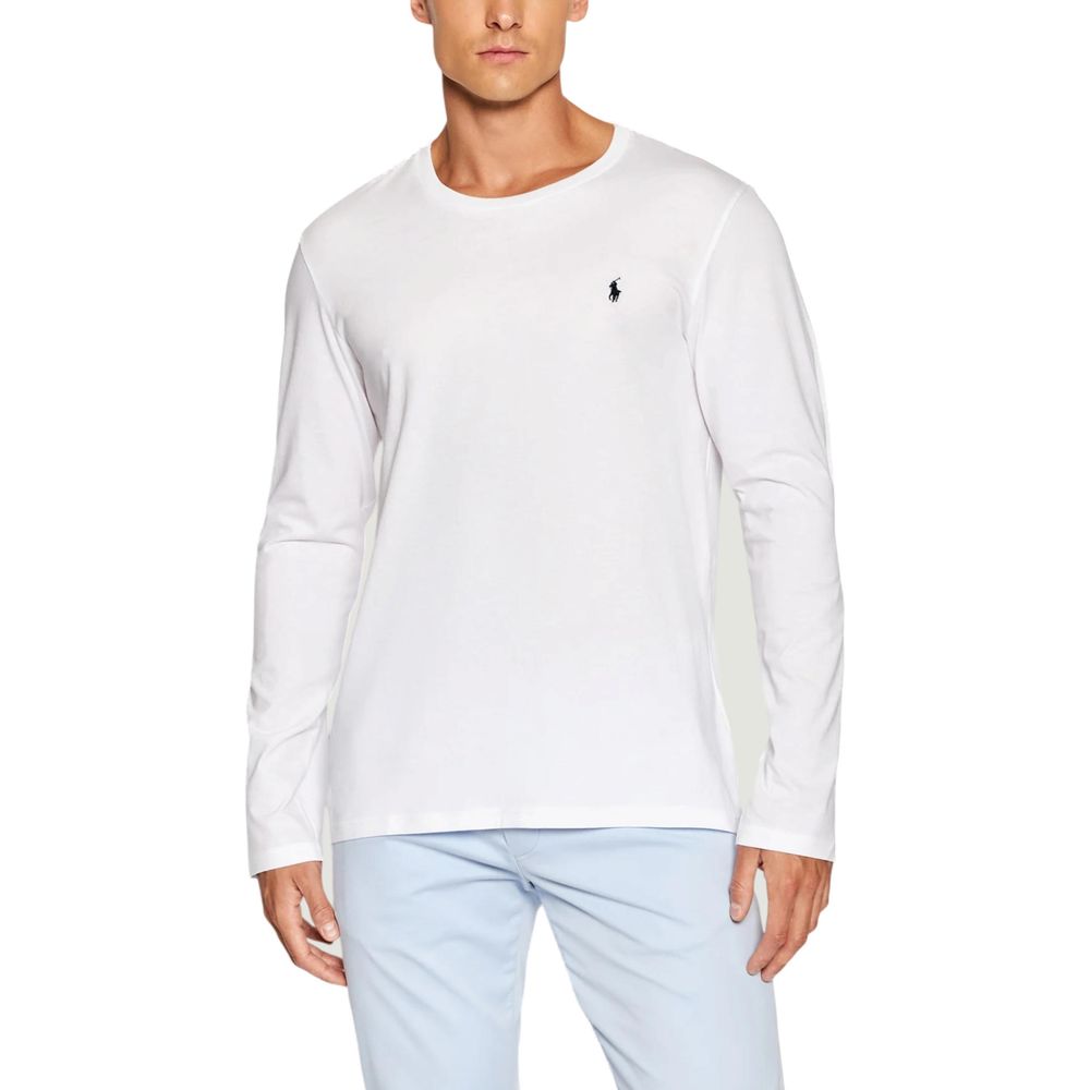 T-shirt à manches longues en coton blanc Ralph Lauren