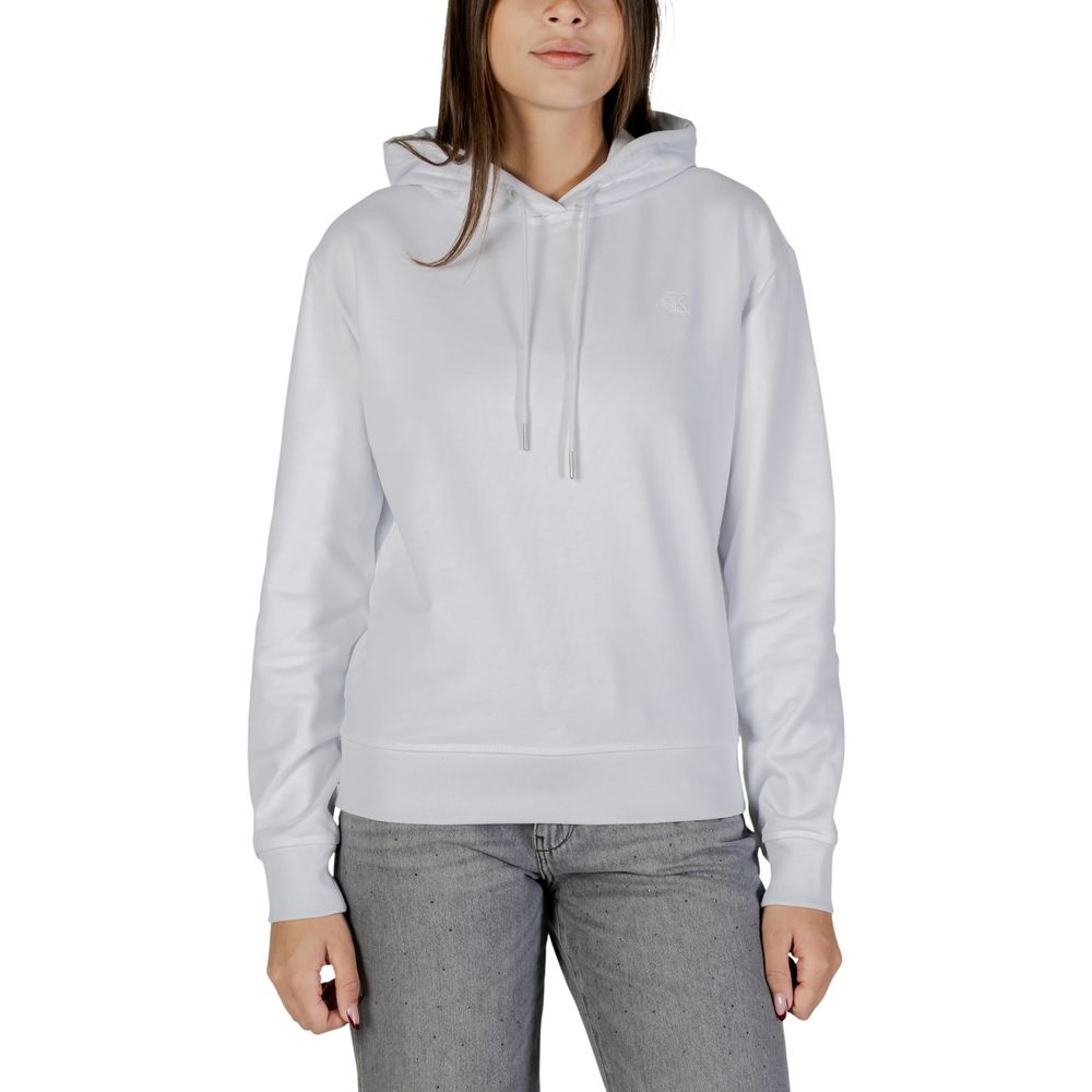 Calvin Klein Jeans Women's White Cotton Hoodie - Modern & Stylish