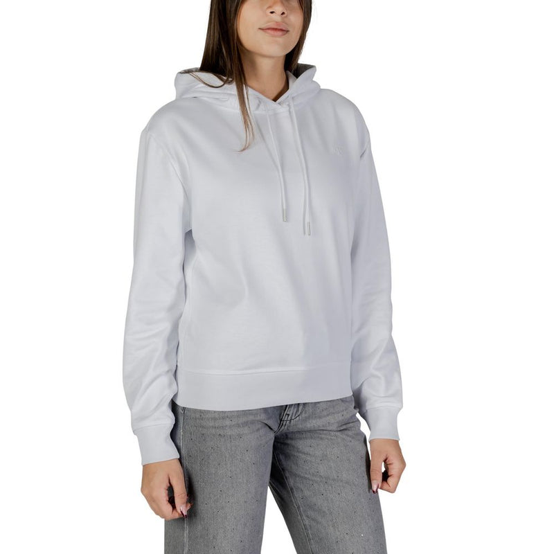 Calvin Klein Jeans Women's White Cotton Hoodie - Modern & Stylish