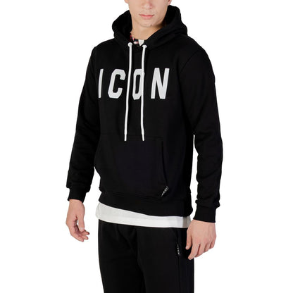 Sweat à capuche en coton noir et blanc Icon