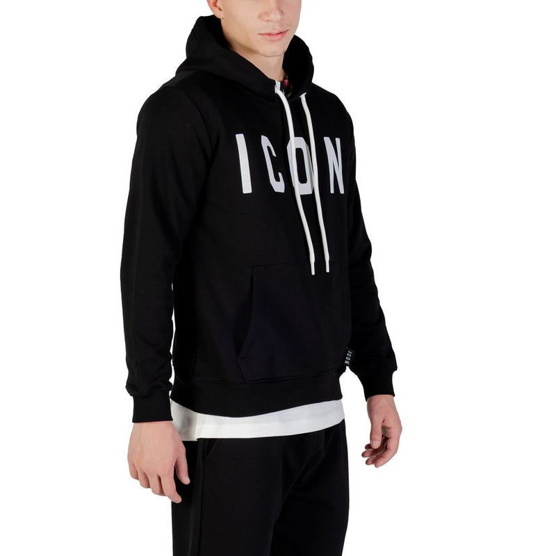 Zwart-witte katoenen hoodie met icoon