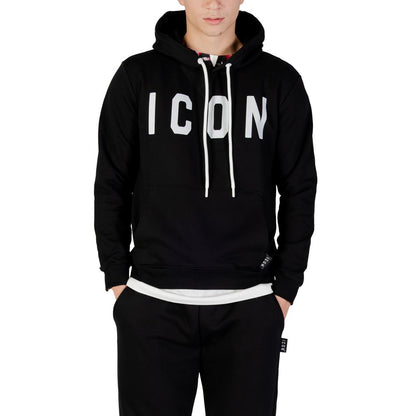 Sweat à capuche en coton noir et blanc Icon