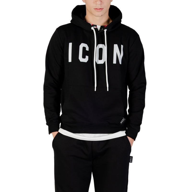 Zwart-witte katoenen hoodie met icoon