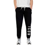 Icon Black Cotton Joggers (ICUF2W6P001) for Men