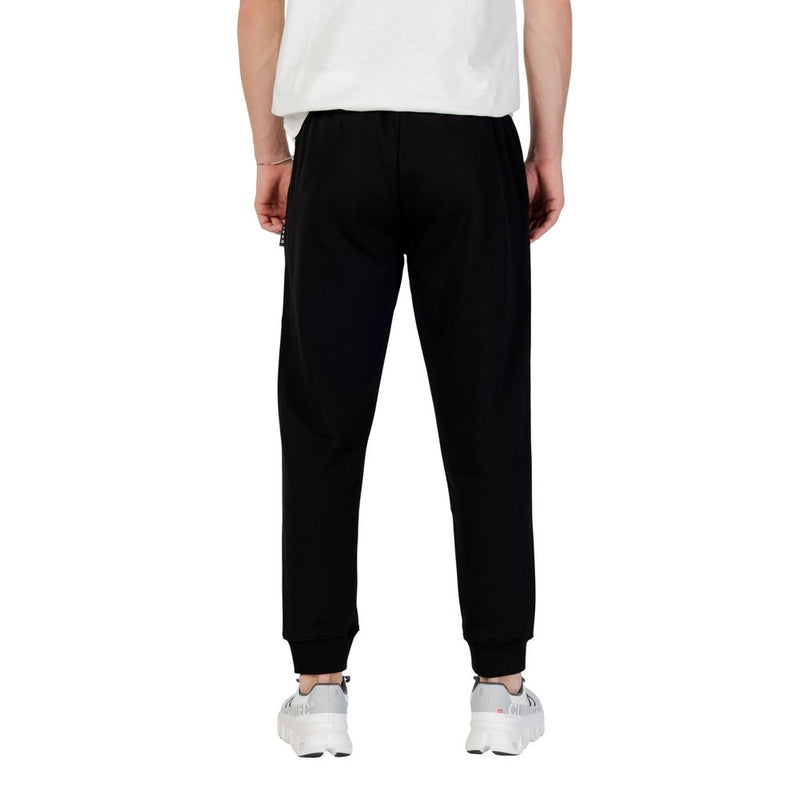 Icon Black Cotton Joggers (ICUF2W6P001) for Men