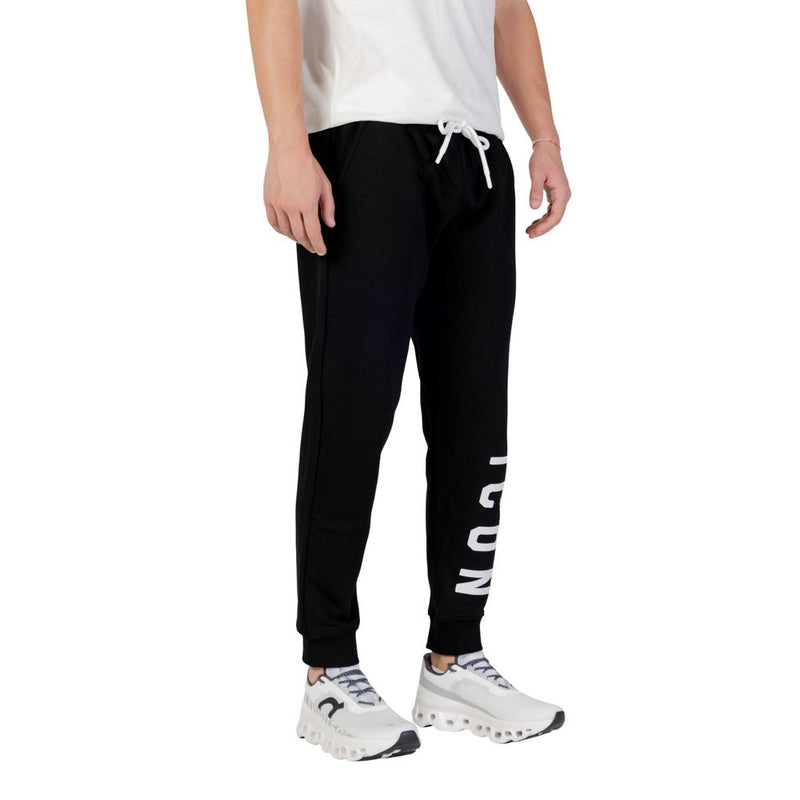 Icon Black Cotton Joggers (ICUF2W6P001) for Men