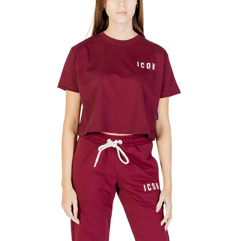 Icon Bordeaux Cotton T-Shirt for Women - Trendy Cropped Cut
