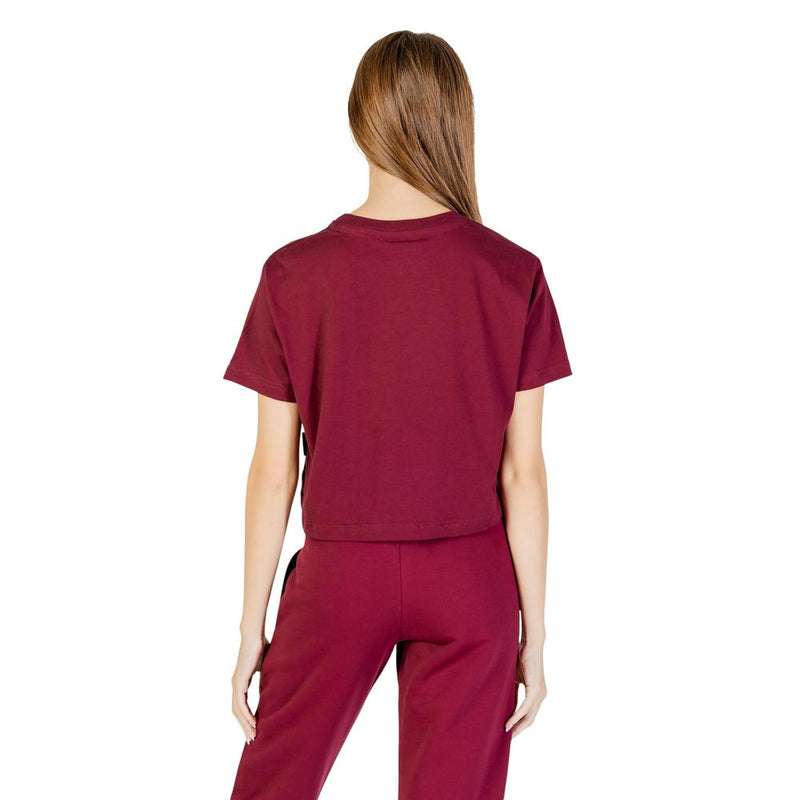 Icon Bordeaux Cotton T-Shirt for Women - Trendy Cropped Cut