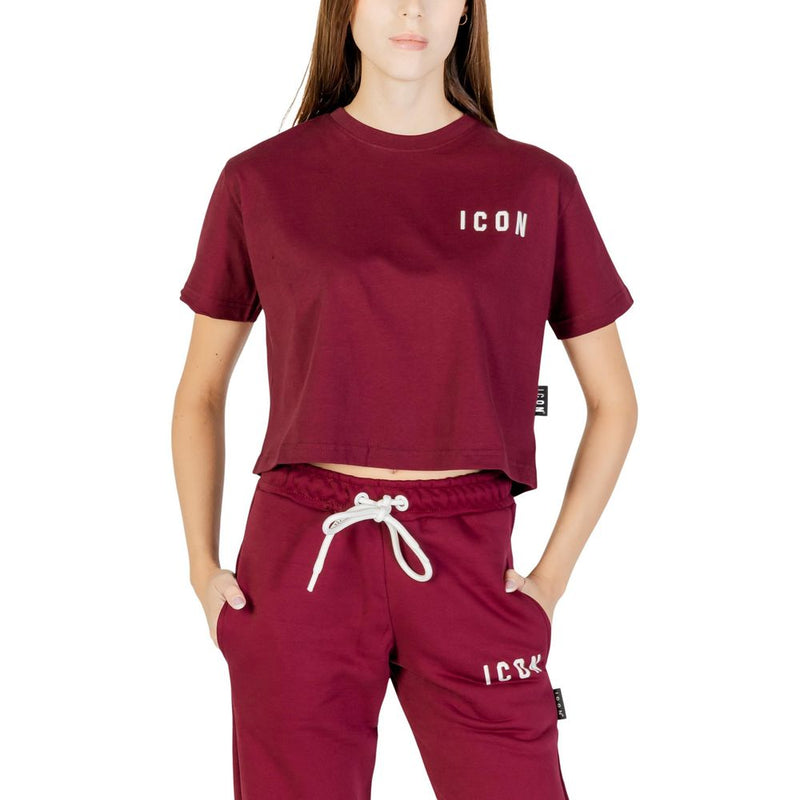 Icon Bordeaux Cotton T-Shirt for Women - Trendy Cropped Cut