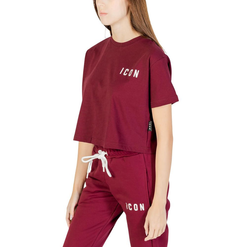 Icon Bordeaux Cotton T-Shirt for Women - Trendy Cropped Cut