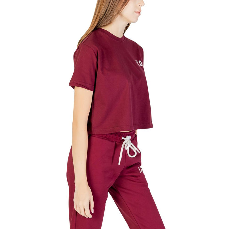 Icon Bordeaux Cotton T-Shirt for Women - Trendy Cropped Cut