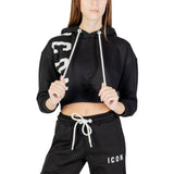 Icon ICDF2W6F006 Black Cotton Hoodie for Women - Modern Style