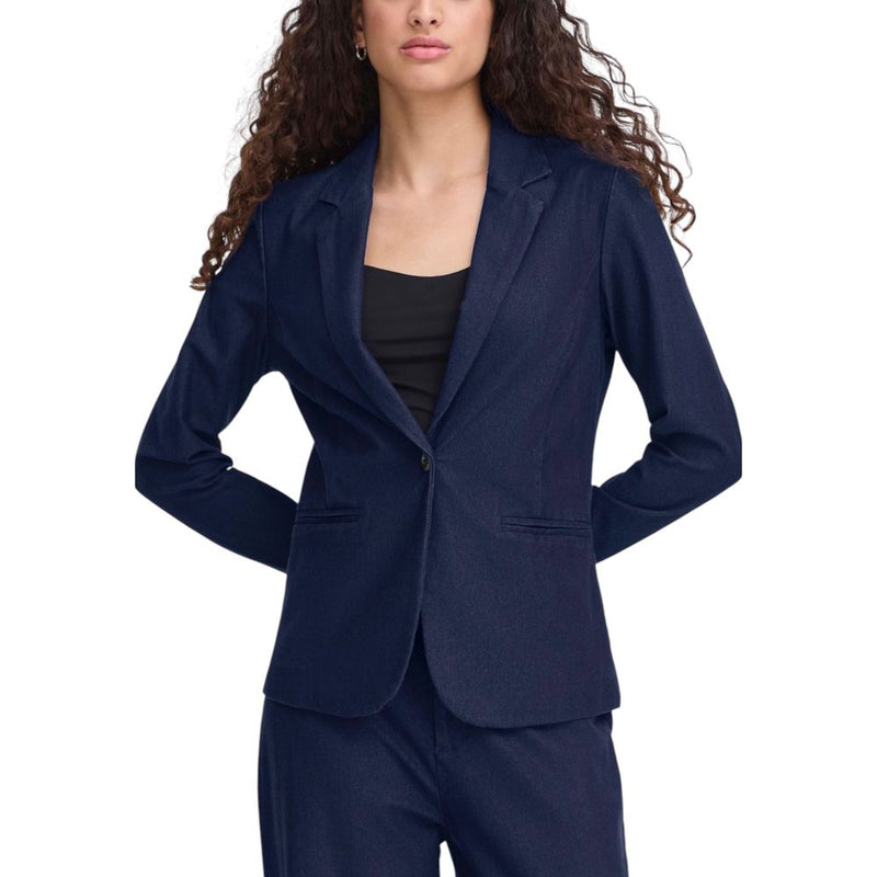 ICHI IHKATE DENIM BL 20122944 Blue Cotton Blazer for Women