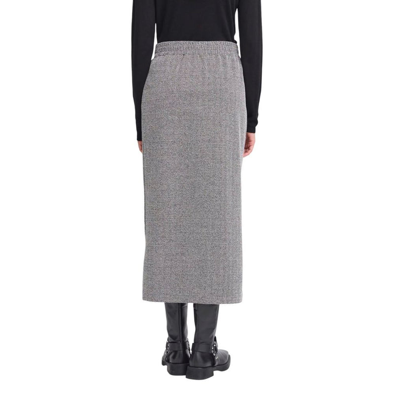 ICHI IHKATE Jacquard Long Skirt - Elegant Black and White Design