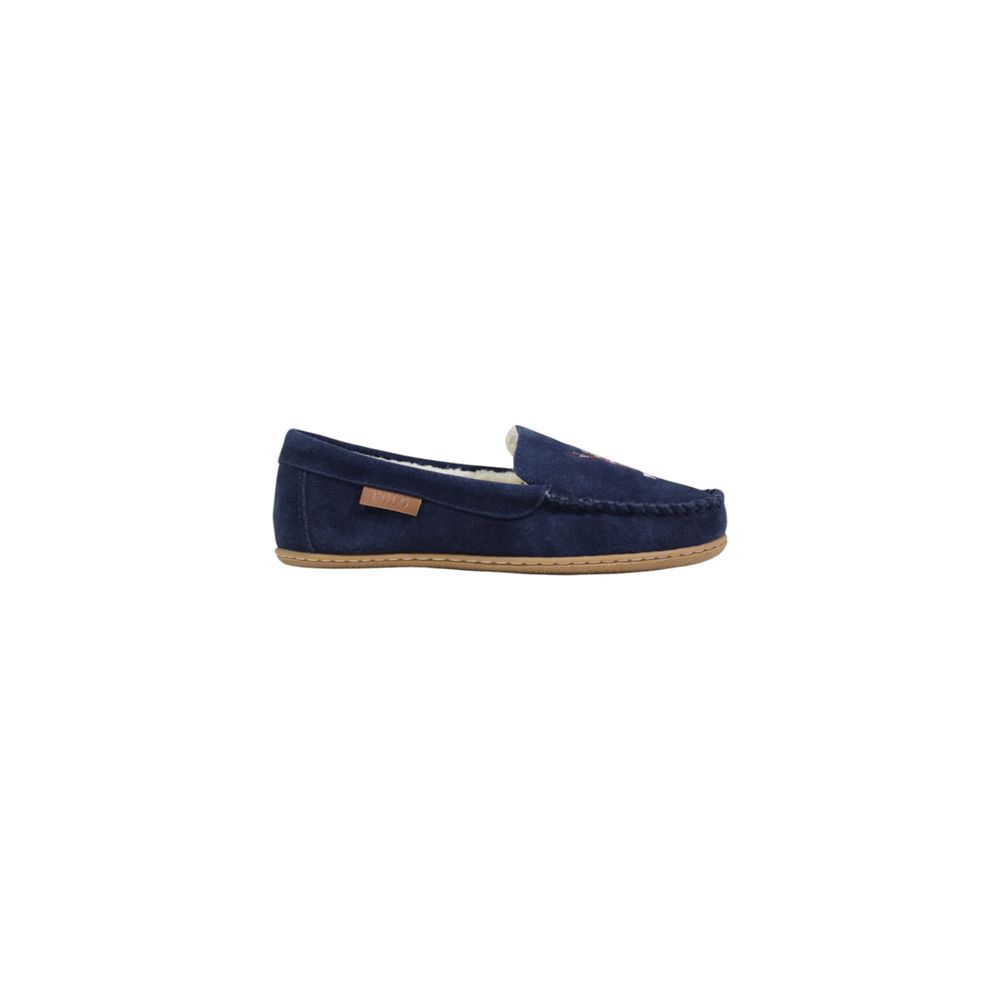 Ralph Lauren Collins Bear Blue Suede Leather Slippers