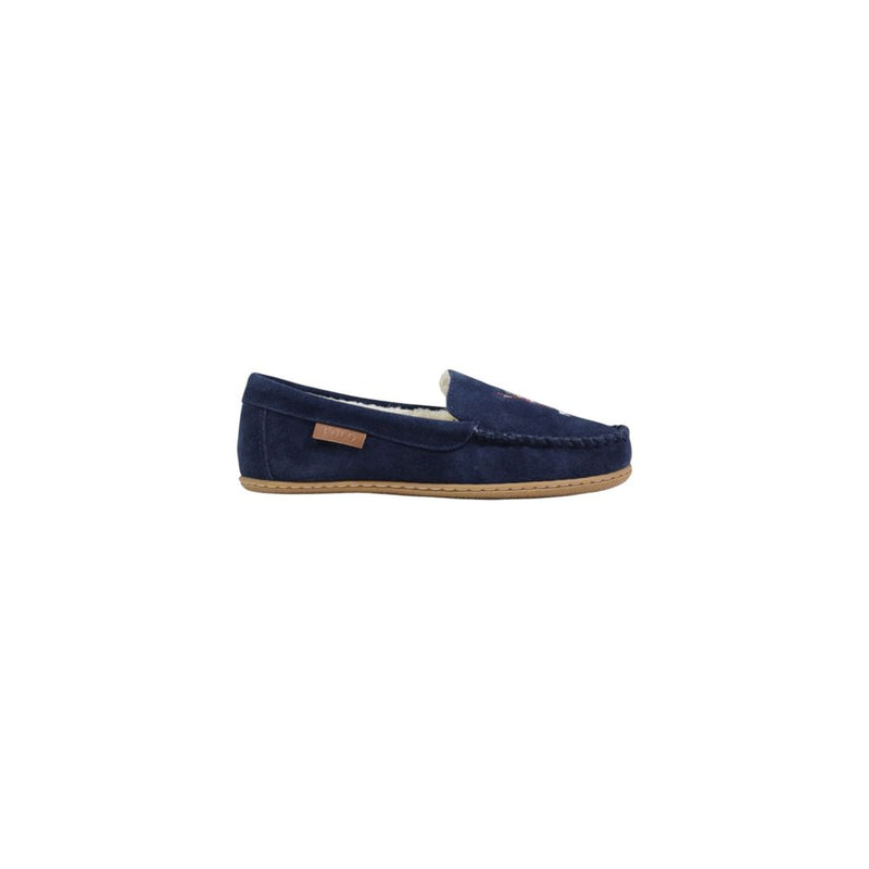 Ralph Lauren Collins Bear Blue Suede Leather Slippers