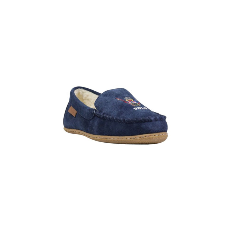 Ralph Lauren Collins Bear Blue Suede Leather Slippers