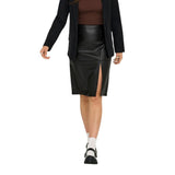 Only ONLOLINE FAUX LEATHER SKIRT OTW NOOS - Black Polyester Long Skirt